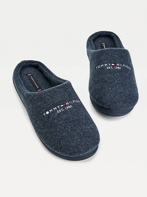 Tommy Hilfiger Logo Felt Home Moški Copati Modra | TH641NTW