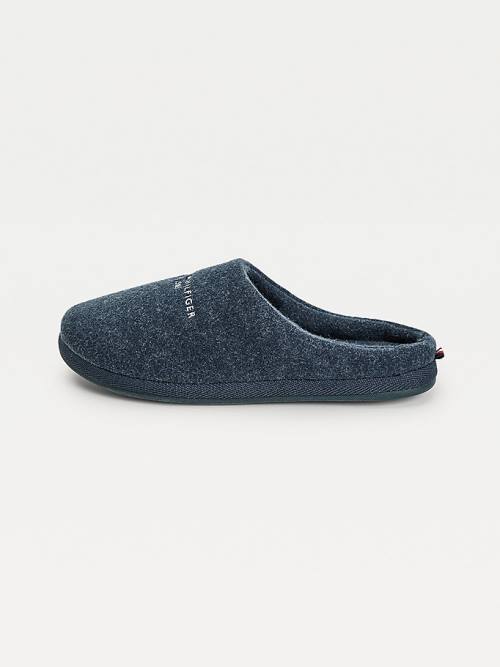 Tommy Hilfiger Logo Felt Home Moški Copati Modra | TH641NTW