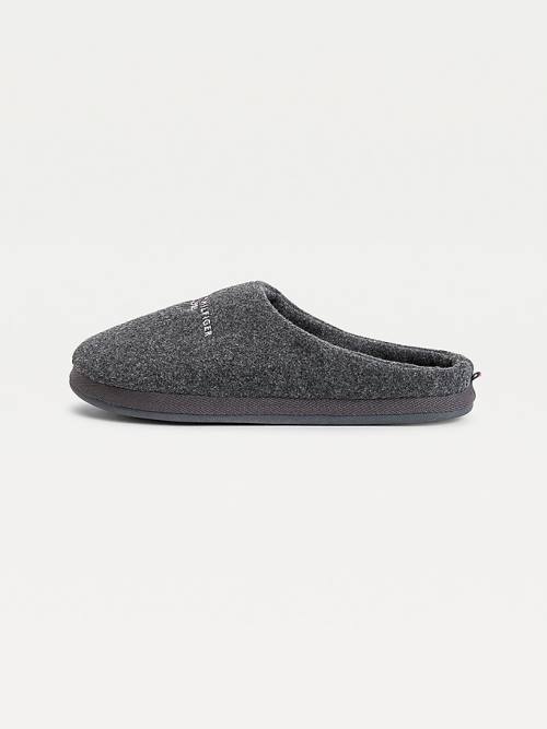 Tommy Hilfiger Logo Felt Home Moški Copati Siva | TH830FYA
