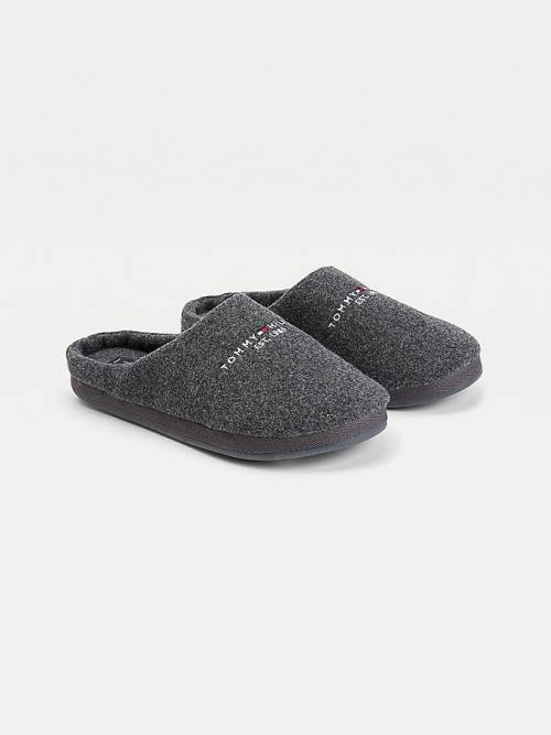 Tommy Hilfiger Logo Felt Home Moški Copati Siva | TH830FYA
