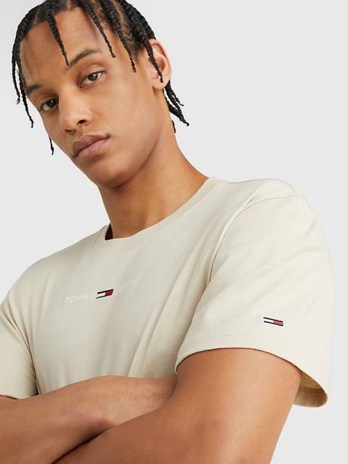 Tommy Hilfiger Logo Flag Patch Moški Majice Bež | TH658TXE