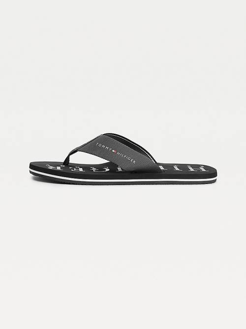 Tommy Hilfiger Logo Flip-Flops Moški Sandali Črna | TH527JXG