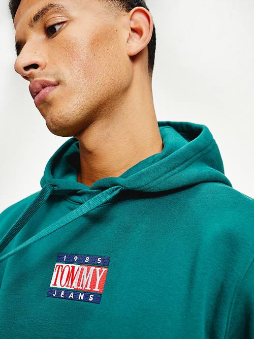 Tommy Hilfiger Logo Moški Pulover s kapuco Zelena | TH978KBG