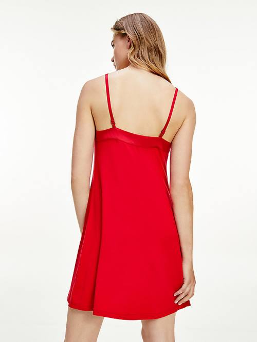 Tommy Hilfiger Logo Strap Night Dress Ženske Pižama Rdeča | TH213NDS