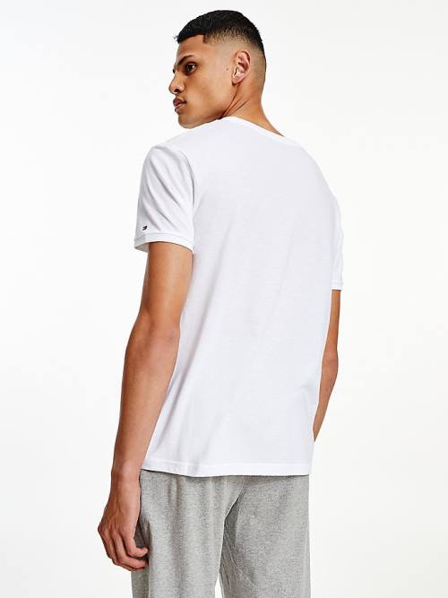 Tommy Hilfiger Logo Stripe Moški Pižama Bela | TH430DHN