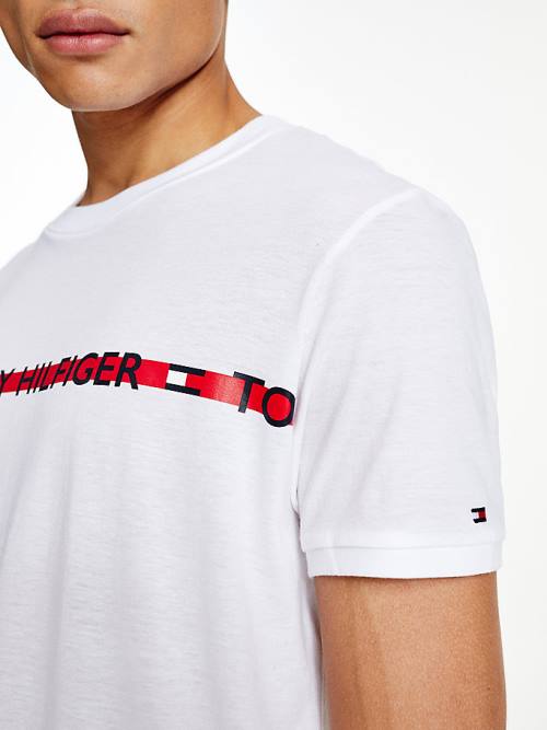 Tommy Hilfiger Logo Stripe Moški Pižama Bela | TH430DHN