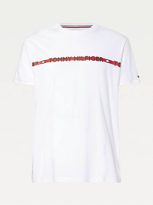 Tommy Hilfiger Logo Stripe Moški Pižama Bela | TH430DHN
