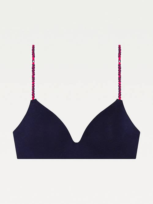 Tommy Hilfiger Logo Tape Triangle Bra Ženske Spodnje Perilo Modra | TH186ALV