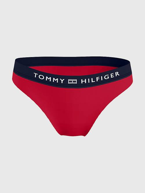 Tommy Hilfiger Logo Waistband Brazilian Bikini Bottoms Ženske Kopalke Rdeča | TH203ECO