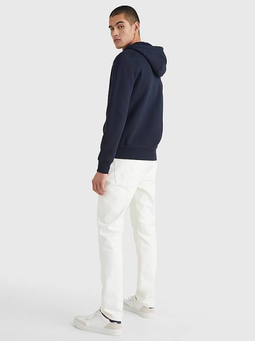 Tommy Hilfiger Logo Zip-Thru Moški Pulover s kapuco Modra | TH178GEC