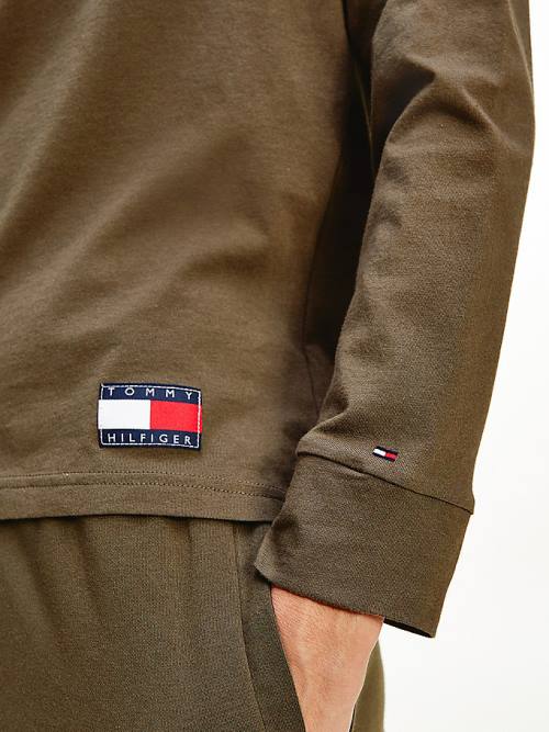 Tommy Hilfiger Long Sleeve Lounge Signature Logo Ženske Majice Kaki | TH256POY