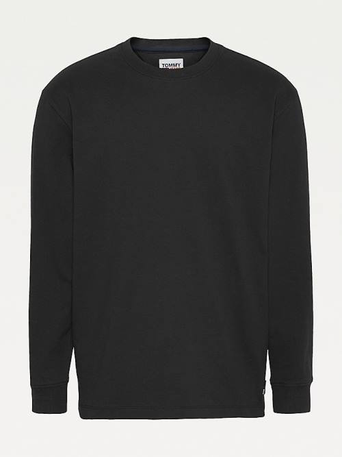Tommy Hilfiger Long Sleeve Relaxed Fit Moški Majice Črna | TH065YGD