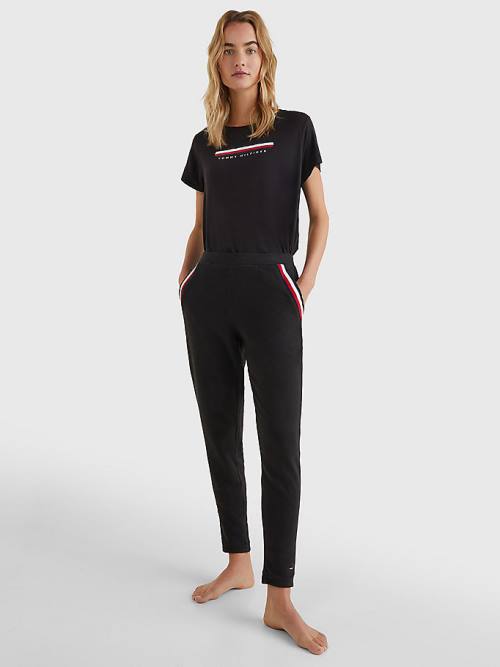 Tommy Hilfiger Lounge Cuffed Joggers Ženske Hlače Črna | TH403EAV