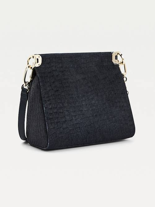 Tommy Hilfiger Luxe Leather Croco Print Crossover Ženske Torbice Modra | TH016PYK