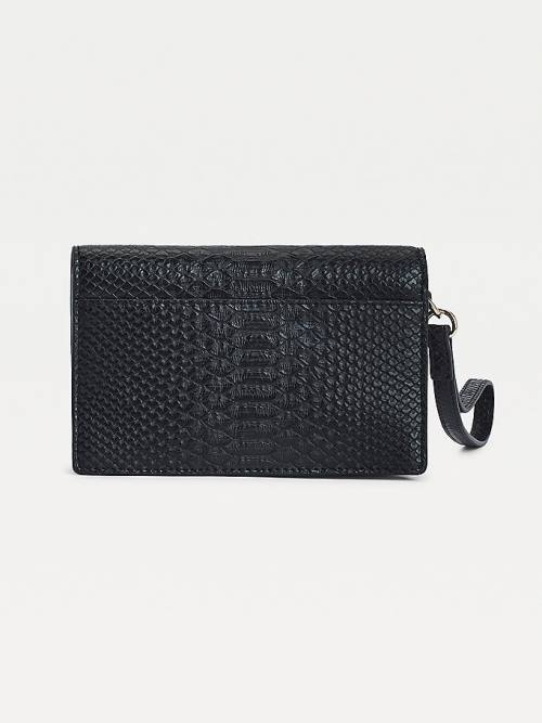Tommy Hilfiger Medium Monogram Lock Snake Print Ženske Denarnice Črna | TH937DEP