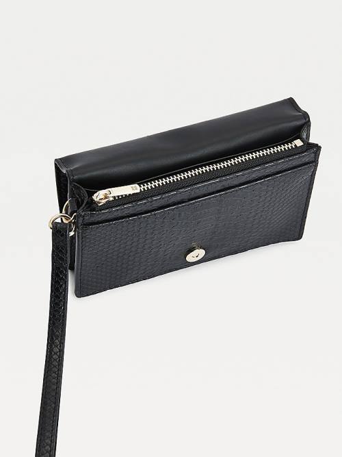 Tommy Hilfiger Medium Monogram Lock Snake Print Ženske Denarnice Črna | TH937DEP