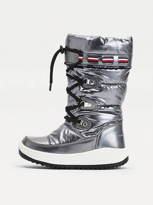 Tommy Hilfiger Metallic Lace-Up Snow Dekleta Škornji Srebrna | TH619NHB