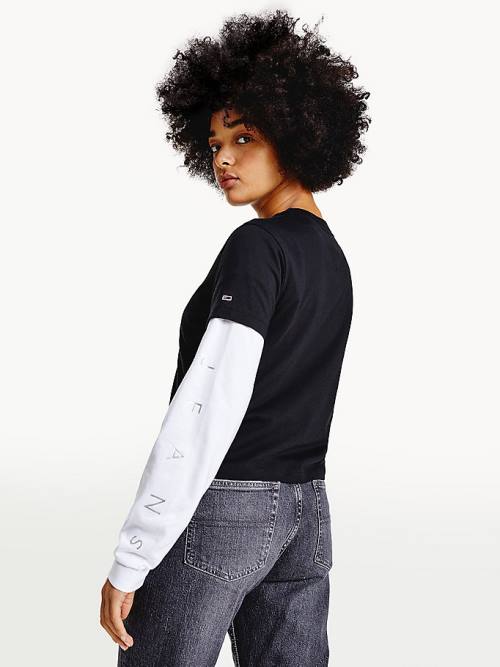 Tommy Hilfiger Metallic Organic Cotton Ženske Majice Črna | TH196RFK