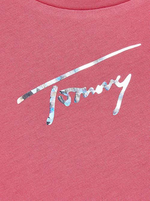 Tommy Hilfiger Metallic Signature Logo Dekleta Majice Rdeča | TH109OVT