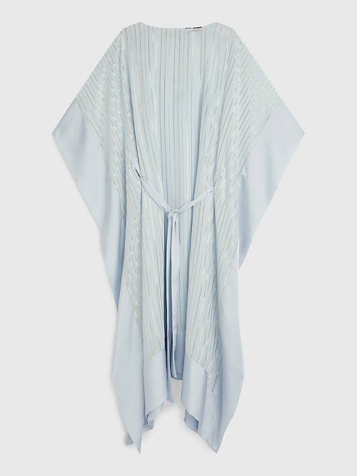 Tommy Hilfiger Metallic Stripe Kaftan Ženske Obleke Modra | TH423LOD