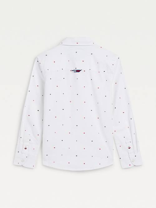 Tommy Hilfiger Micro Print Oxford Fantje Srajce Bela | TH165DFE