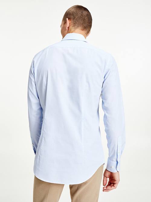 Tommy Hilfiger Micro Print Poplin Slim Fit Moški Srajce Modra | TH138PTB
