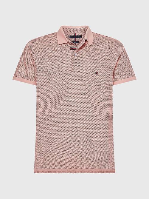Tommy Hilfiger Micro Print Slim Fit Moški Polo Majica Roza | TH853XAL