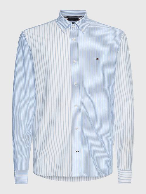 Tommy Hilfiger Mixed Stripe Regular Fit Moški Srajce Modra | TH563TKH