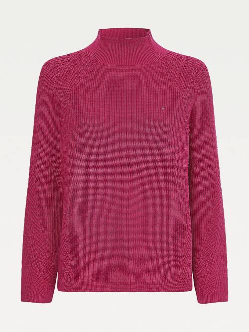 Tommy Hilfiger Mock Turtleneck Organic Cotton Knit Jumper Ženske Puloverji Rdeča | TH345PDT