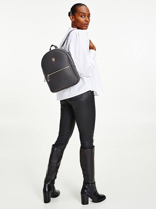 Tommy Hilfiger Monogram Plaque Backpack Ženske Torbice Črna | TH236IZO