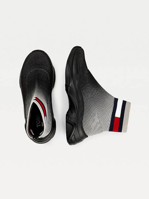 Tommy Hilfiger Ombre Knit Hybrid Ženske Škornji Črna | TH489IYZ