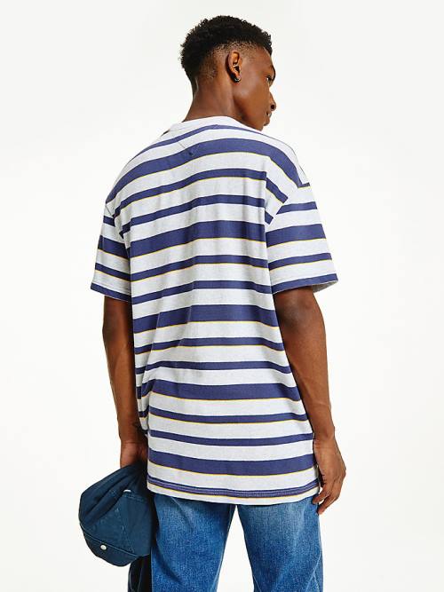 Tommy Hilfiger Organic Cotton Double Collar Stripe Moški Majice Siva | TH720YVZ