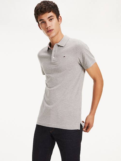 Tommy Hilfiger Organic Cotton Fine Pique Slim Moški Polo Majica Siva | TH354KVH