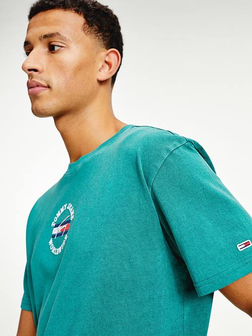 Tommy Hilfiger Organic Cotton Logo Moški Majice Zelena | TH026AZI