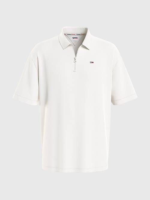 Tommy Hilfiger Organic Cotton Logo Tape Moški Polo Majica Bela | TH801LRH