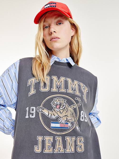 Tommy Hilfiger Organic Cotton Midi Ženske Obleke Črna | TH078JGX