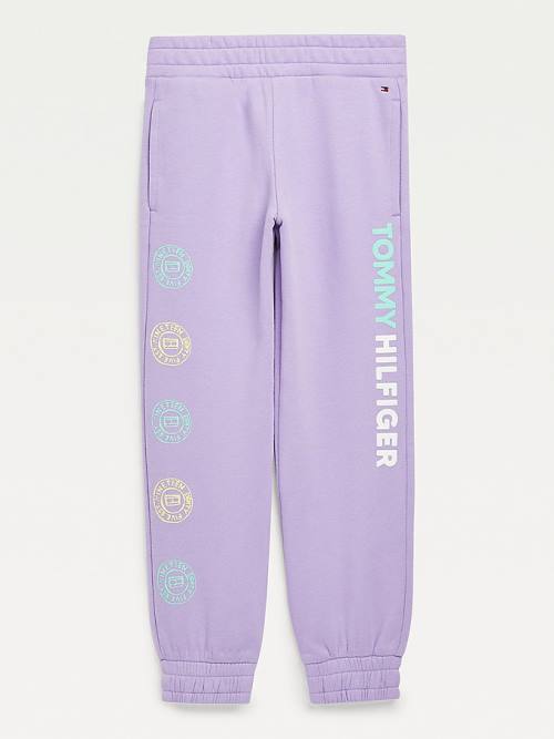 Tommy Hilfiger Organic Cotton Overprint Joggers Dekleta Hlače Vijolična | TH208SUX