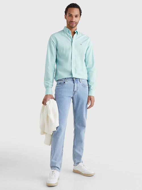 Tommy Hilfiger Organic Cotton Poplin Regular Fit Moški Srajce Modra | TH205UAN