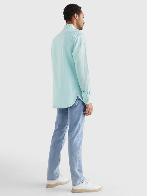 Tommy Hilfiger Organic Cotton Poplin Regular Fit Moški Srajce Modra | TH205UAN