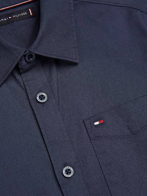 Tommy Hilfiger Organic Cotton Stretch Twill Logo Fantje Srajce Modra | TH872FOB