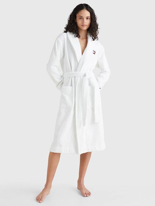 Tommy Hilfiger Organic Cotton Towelling Robe Ženske Pižama Bela | TH256HQT