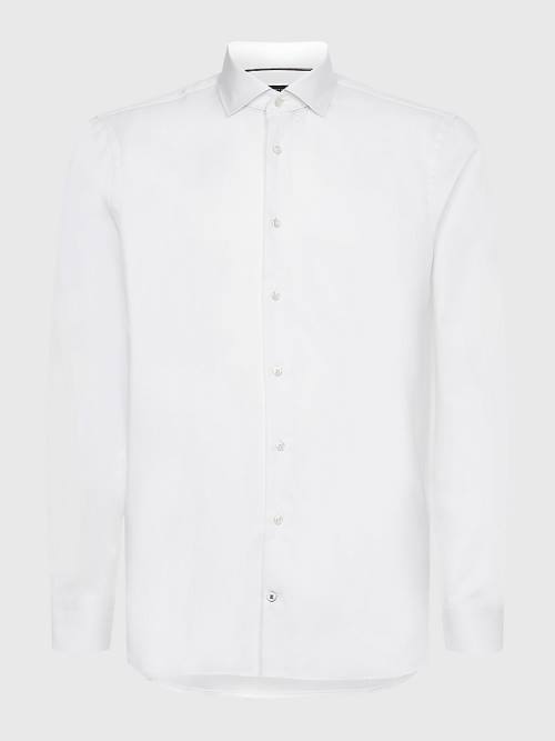 Tommy Hilfiger Organic Cotton Twill Slim Fit Moški Srajce Bela | TH935DVM