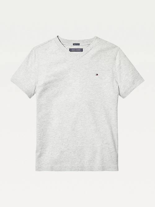 Tommy Hilfiger Organic Cotton V-Neck Fantje Majice Siva | TH357FZX