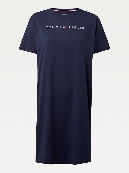 Tommy Hilfiger Original Half Sleeve Nightdress Ženske Pižama Modra | TH493XFI