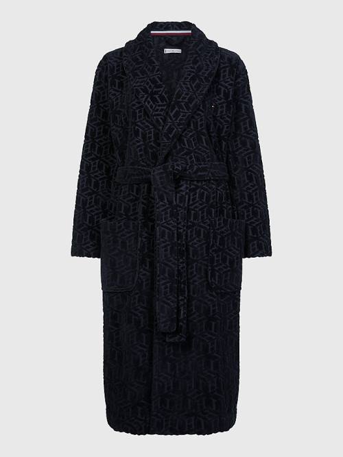 Tommy Hilfiger Original Monogram Bathrobe Ženske Pižama Modra | TH064AFD
