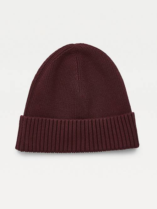 Tommy Hilfiger Pima Cotton Cashmere Cuffed Beanie Moški Kapa Rdeča | TH375BPI