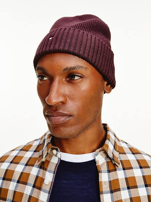 Tommy Hilfiger Pima Cotton Cashmere Cuffed Beanie Moški Kapa Rdeča | TH375BPI