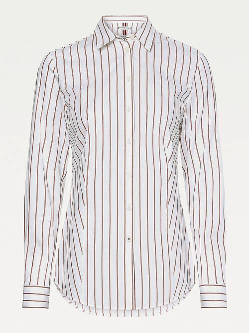 Tommy Hilfiger Pinstripe Slim Fit Ženske Srajce Rdeča | TH628PUE