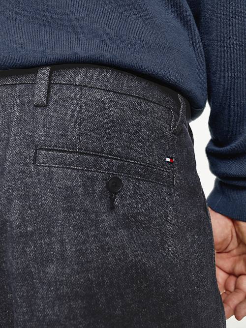 Tommy Hilfiger Plus Denton Fitted Straight Wool-Look Moški Hlače Modra | TH684JNM