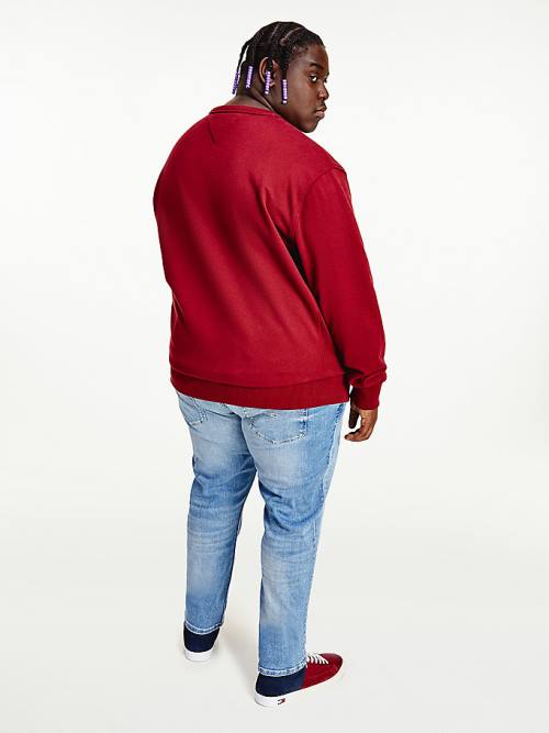 Tommy Hilfiger Plus Logo Fleece Moški Pulover Rdeča | TH140SZV